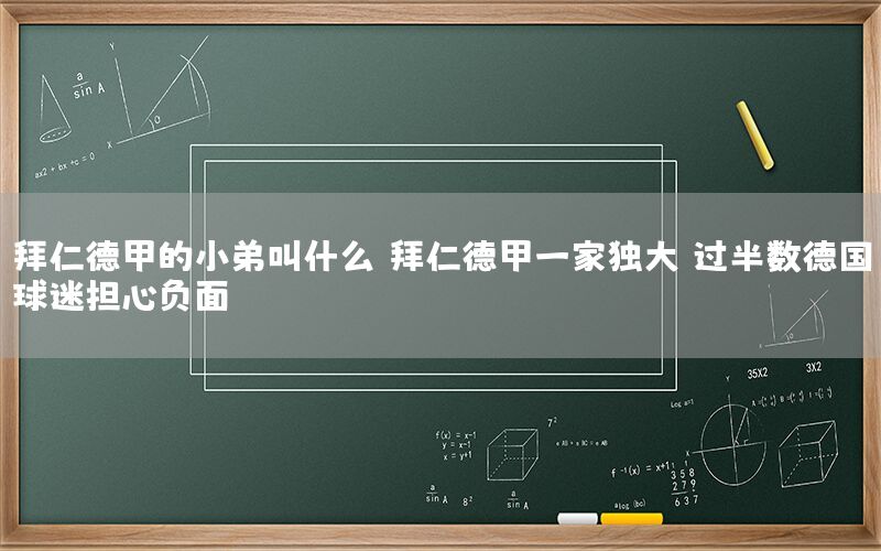 拜仁德甲的小弟叫什么，拜仁德甲一家独大 过半数德国球迷担心负面