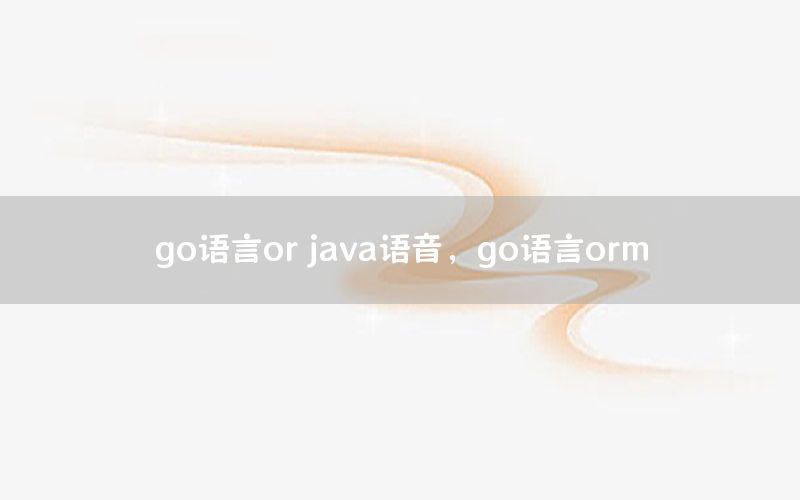 go语言or java语音，go语言orm