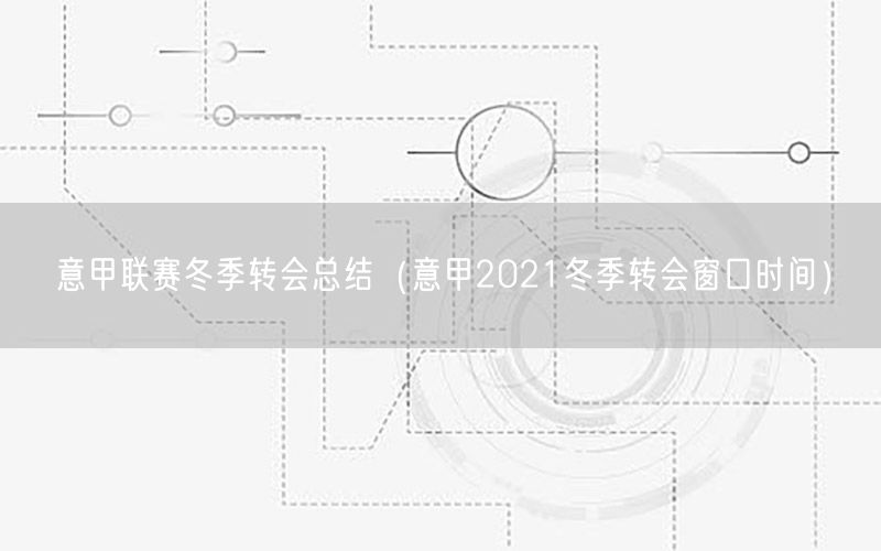 意甲联赛冬季转会总结（意甲2021冬季转会窗口时间）