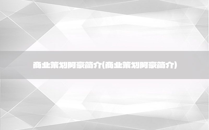 商业策划阿豪简介（商业策划阿豪简介）