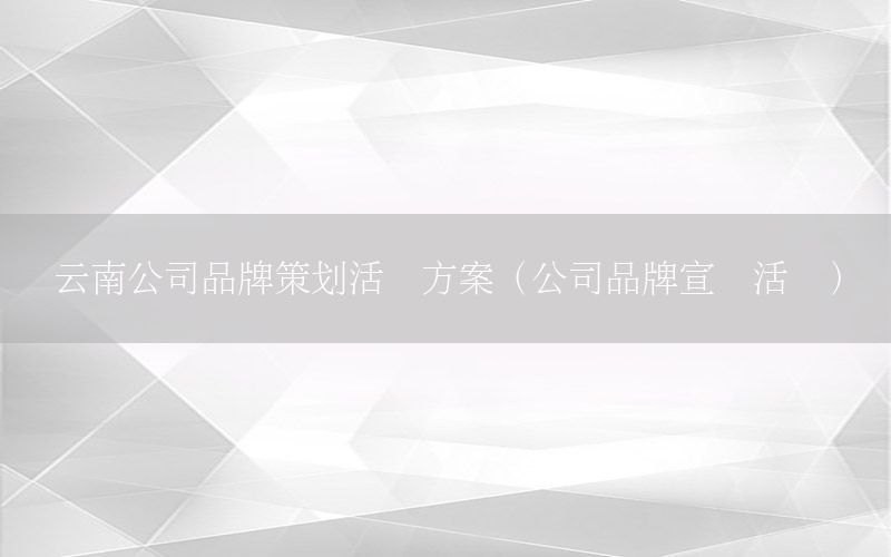 云南公司品牌策划活动方案（公司品牌宣传活动）