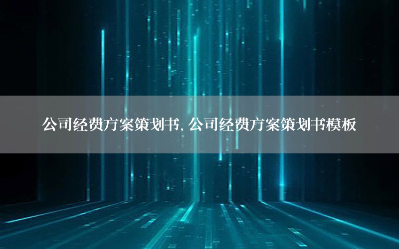 公司经费方案策划书，公司经费方案策划书模板