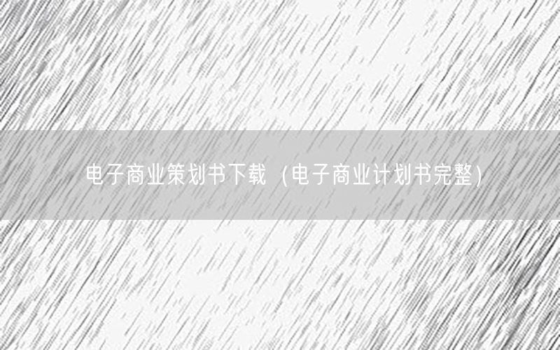 电子商业策划书下载（电子商业计划书完整）